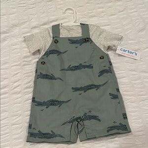 Carter's Green Overalls with Gray T-Shirt